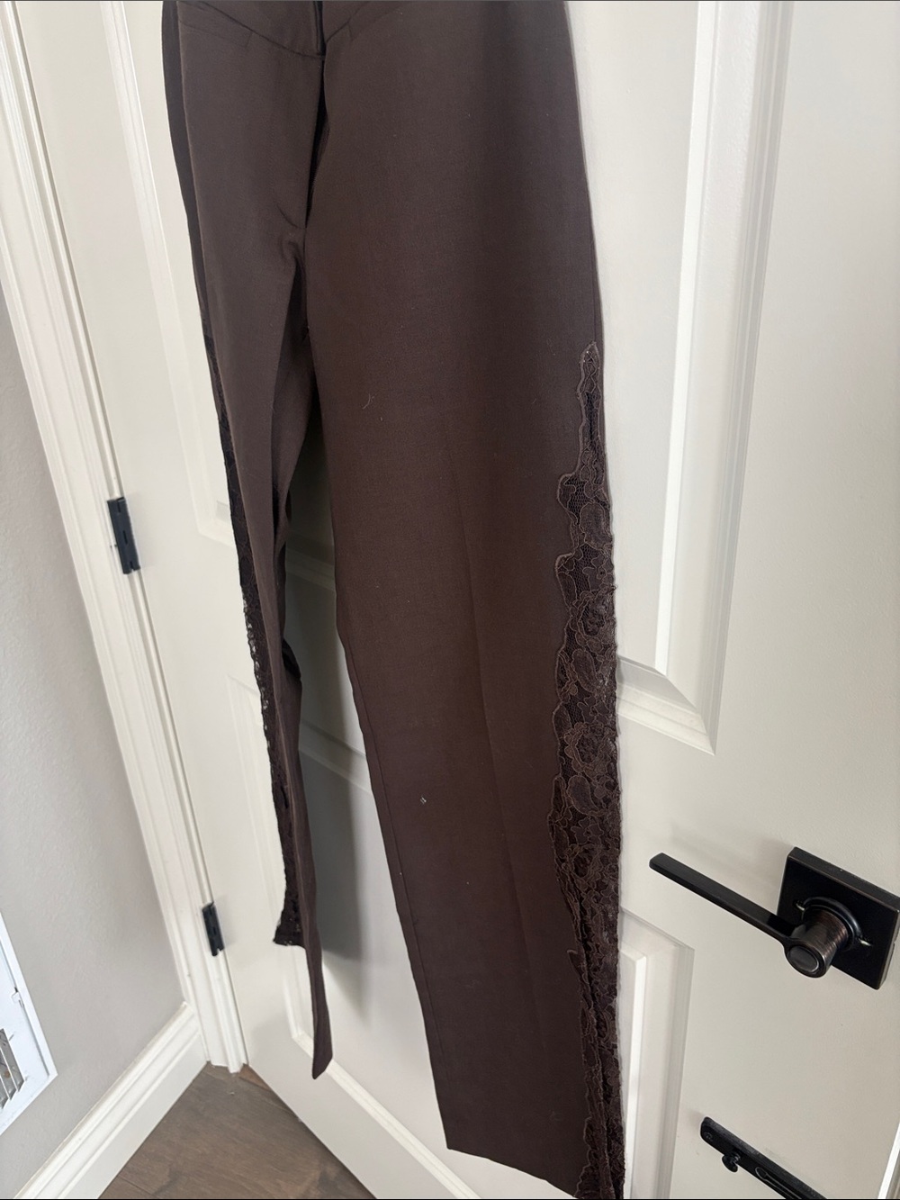 Betsey Johnson Brown Straight-Leg Pants with Side Lace, brand new